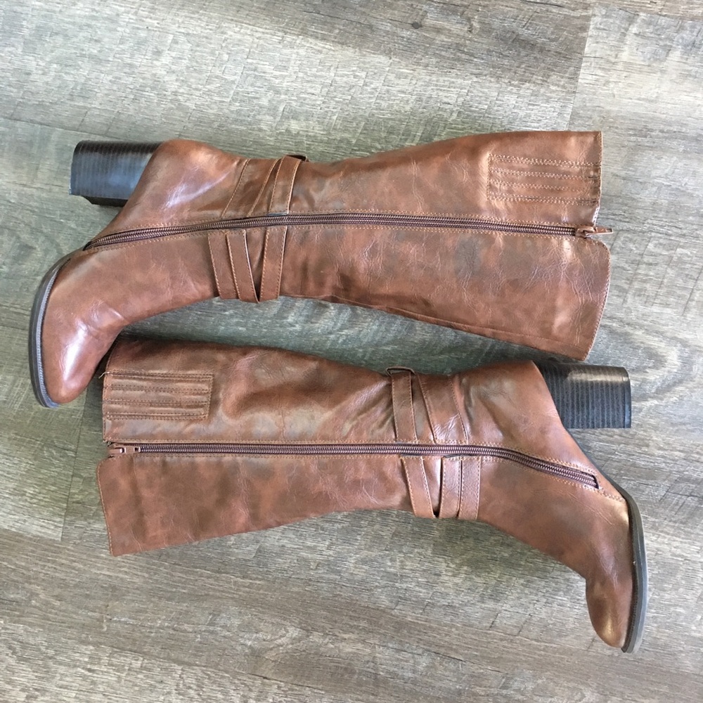 Nicole Avin knee High Brown Boots -SZ 6 - Picture 2 of 8